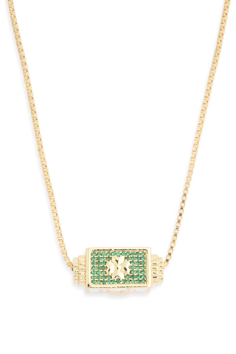 Pavé Spinner Pendant Necklace, Alternate, color, LUCK GREEN- GOLD