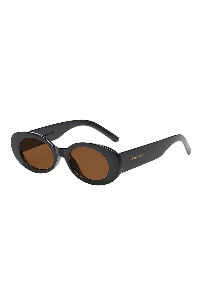 Vivi 50mm Polarized Oval Sunglasses, Alternate, color, BLACK/ BROWN