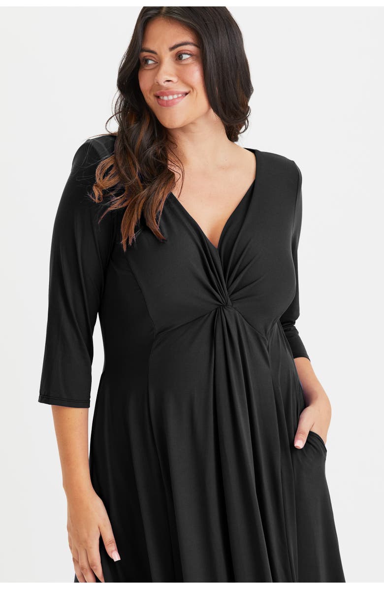 Scarlett & Jo Claudia Solid Jersey Knot Front Dress, Alternate, color, Black Jersey