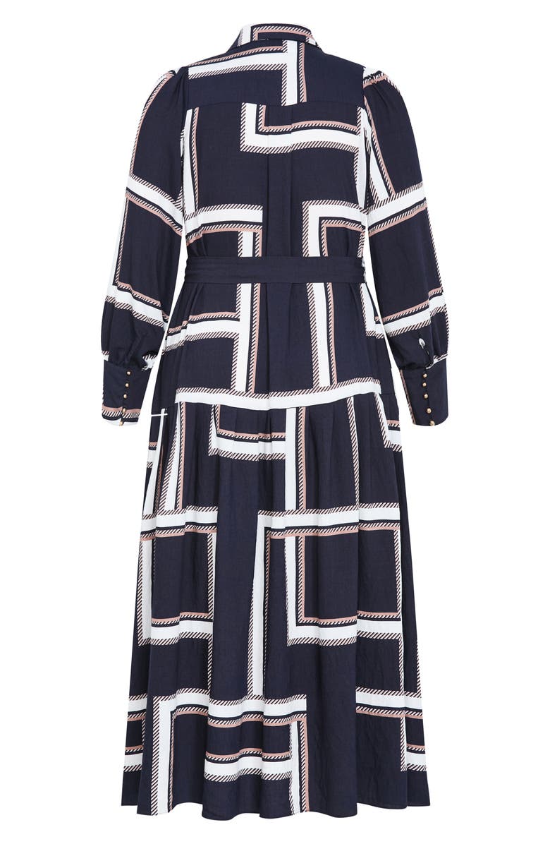 City Chic Kinsley Tie Waist Long Sleeve Shirtdress, Alternate, color, 