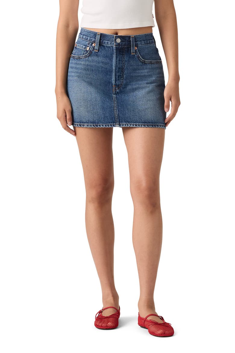 Icon Denim Miniskirt, Main, color, BEAUTIFUL TARGET SKIRT