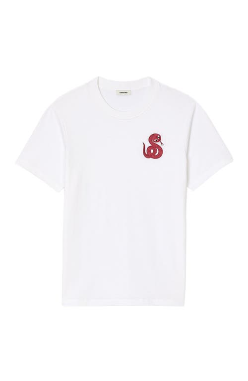 Sandro T-shirt With Snake Detail In Optic White