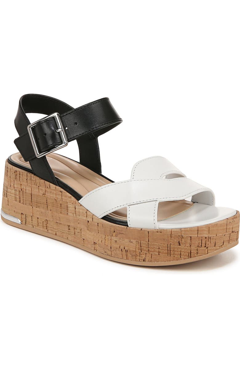 SARTO by Franco Sarto Tilly Ankle Strap Platform Wedge Sandal, Main, color, Black/ White