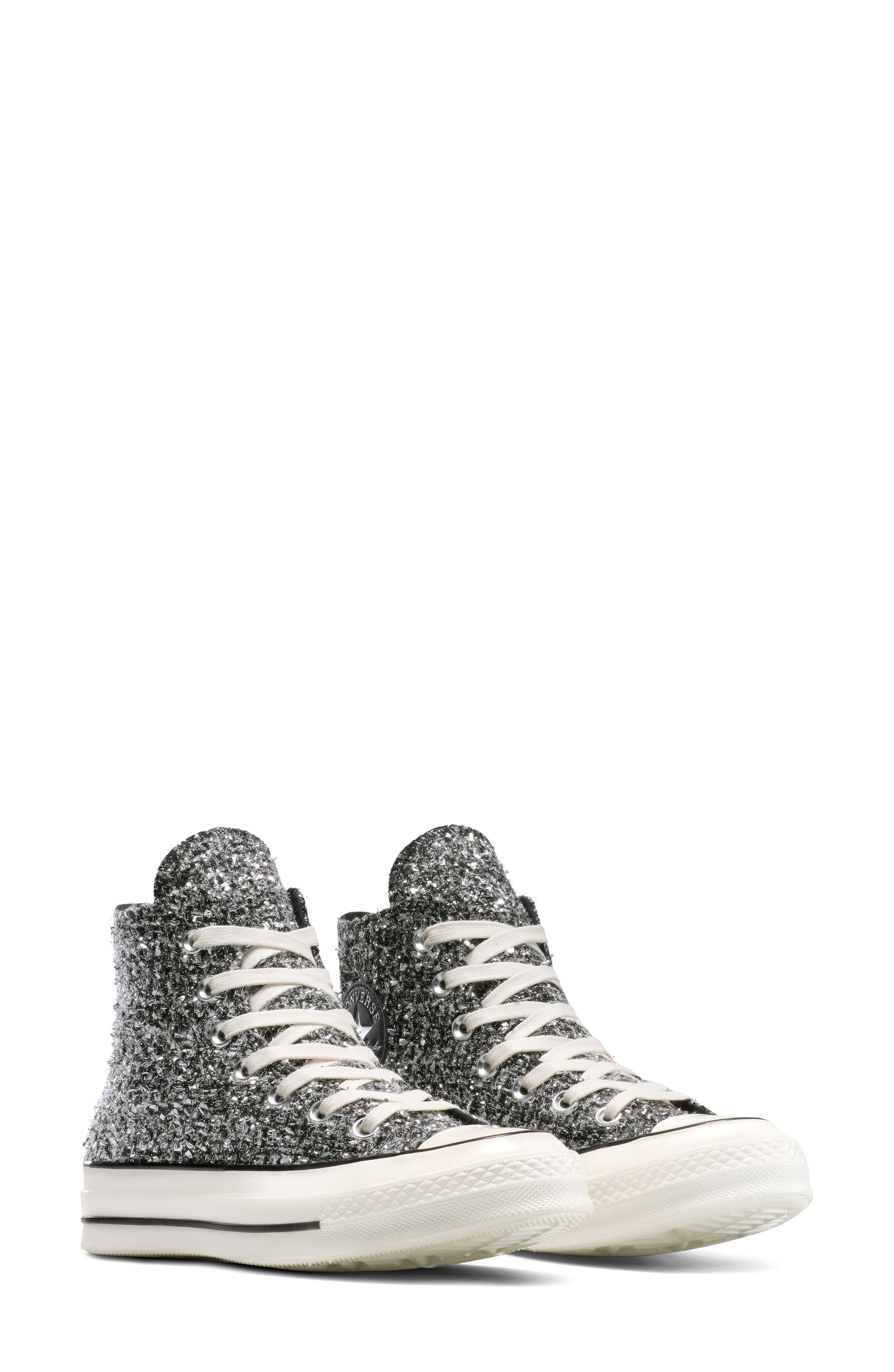 Converse Gender Inclusive Chuck 70 Metallic Tweed High Top Sneaker, Main, color, Black/ Silver/ Egret