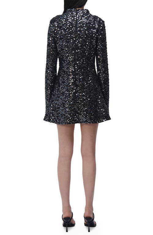 Simkhai Safia Sequin Long Sleeve Minidress In Black