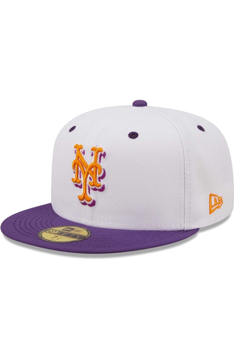 New Era Men's New Era White/Purple New York Mets 50th Anniversary Grape Lolli 59FIFTY Fitted Hat, Alternate, color, 