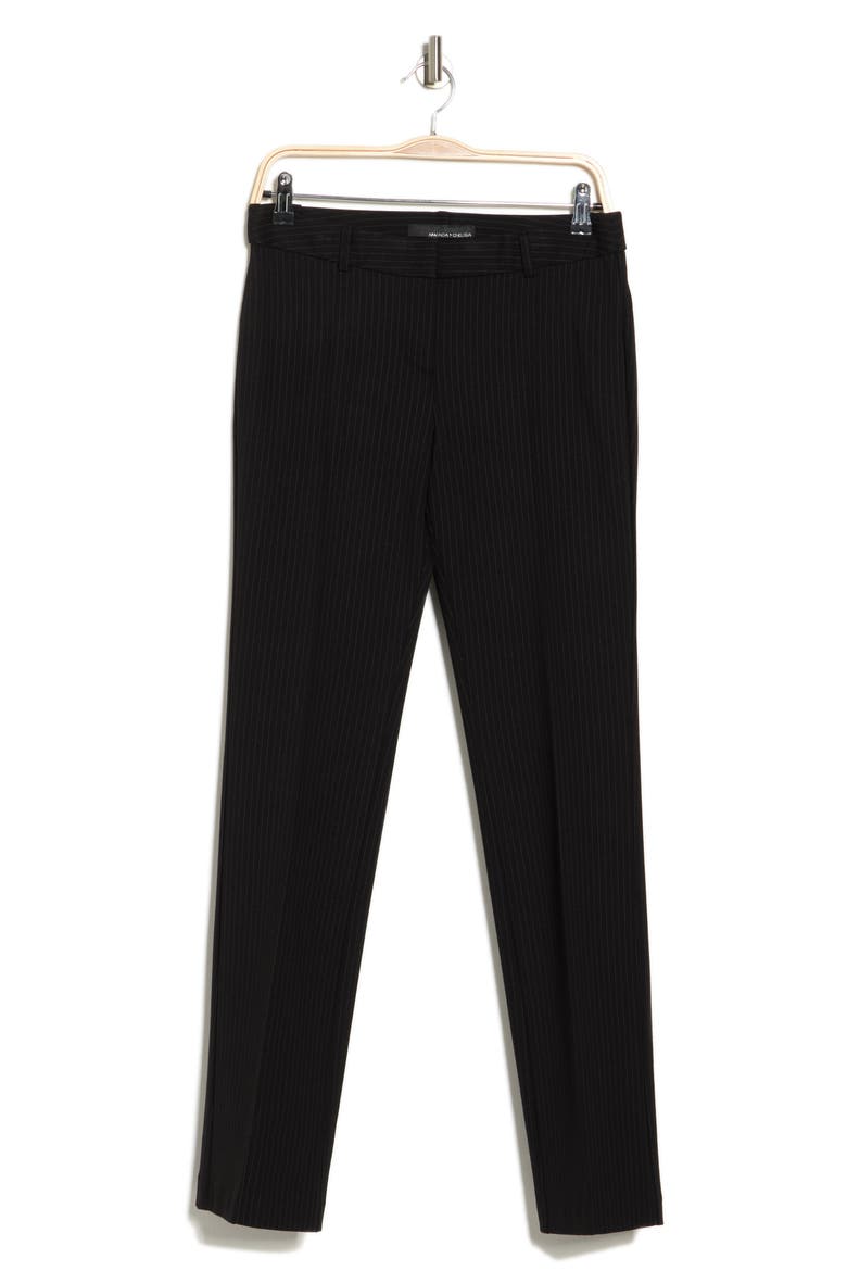 Pinstripe Slim Knit Pants, Alternate, color, BLACK