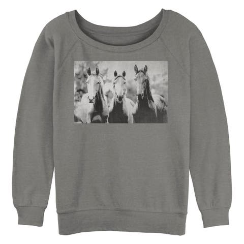 Junior's Lost Gods Black and White Horses  Sweatshirt