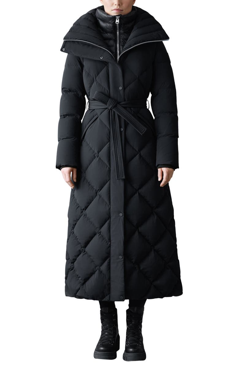 Mackage Laurella 2-in-1 Belted Quilted Down Long Coat, Main, color, 