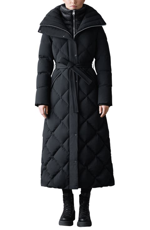 Laurella 2-in-1 Belted Quilted Down Long Coat
