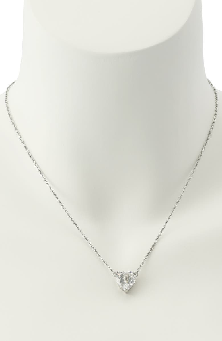 Kurt Geiger London Heart Pendant Necklace, Alternate, color, Rhodium/ Crystal