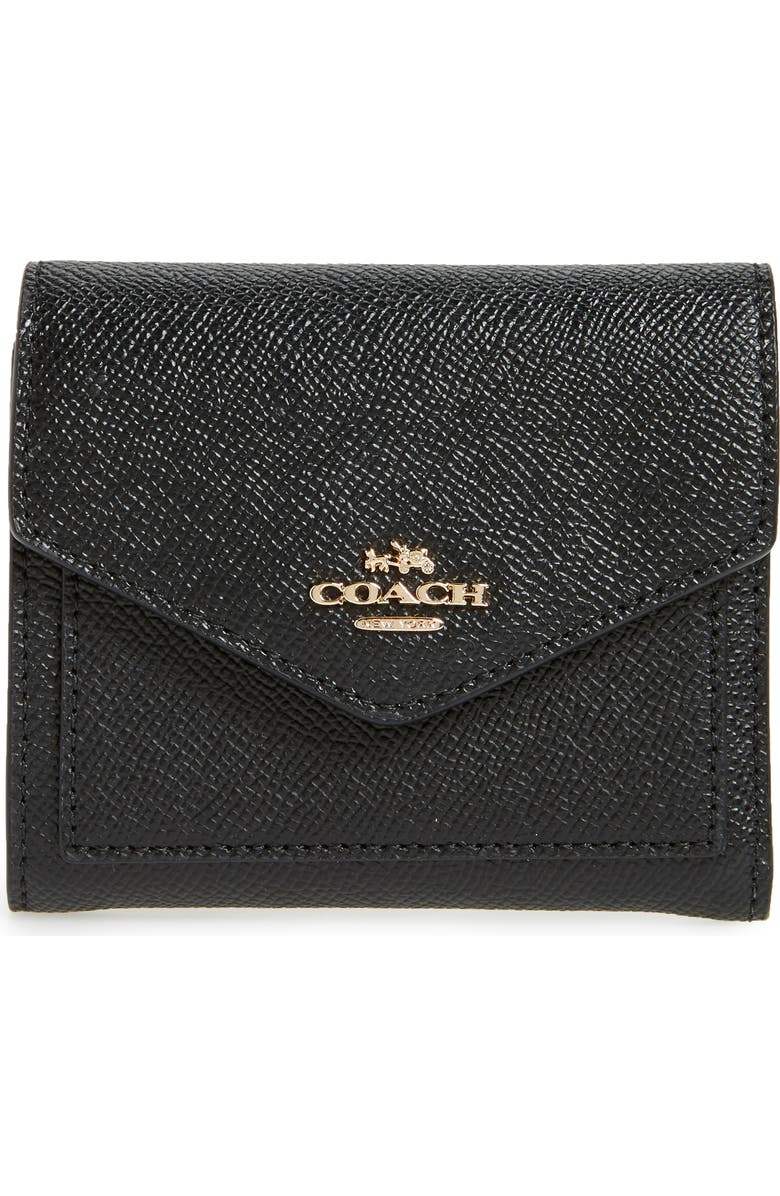 COACH Small Calfskin Leather Trifold Wallet, Main, color,