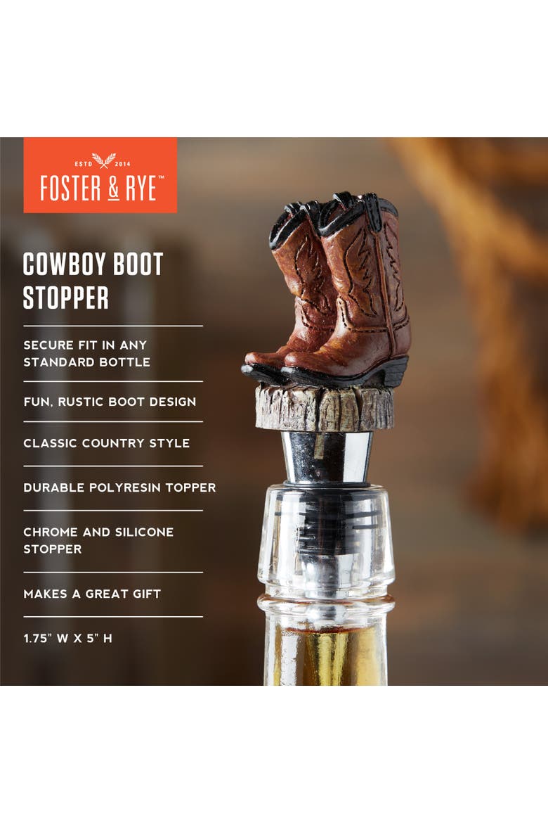 Cowboy Boot Stopper, Alternate, color, Brown