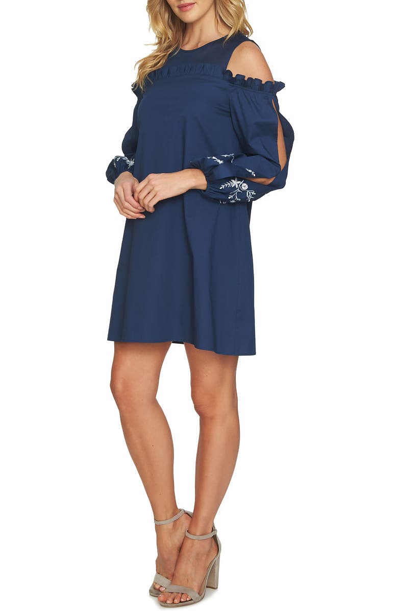 CeCe Cold Shoulder Embroidered Shift Dress, Alternate, color,