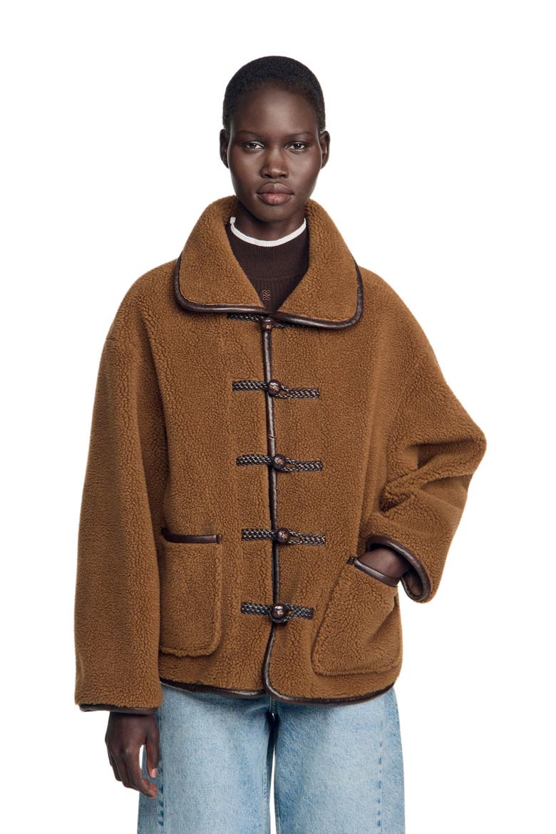 Short faux fur coat, Alternate, color, Brown
