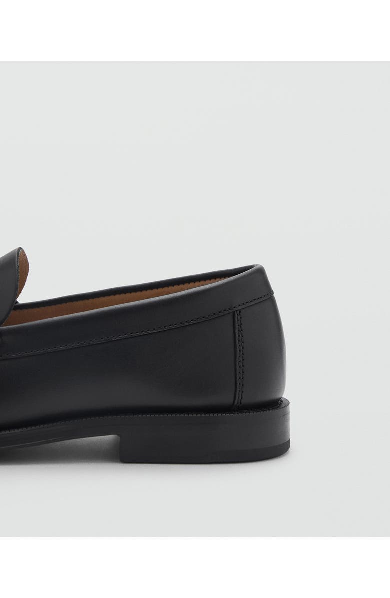 MANGO Leather Penny Loafer, Alternate, color, Black