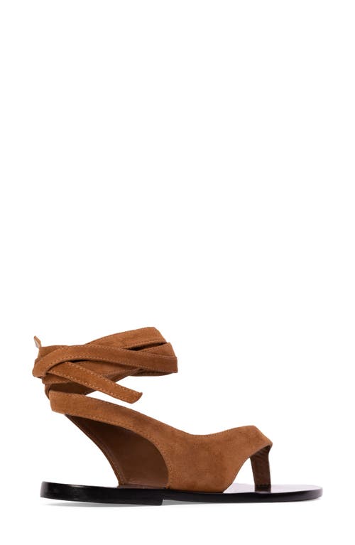 Black Suede Studio Tres Ankle Wrap Sandal In Tobacco Suede
