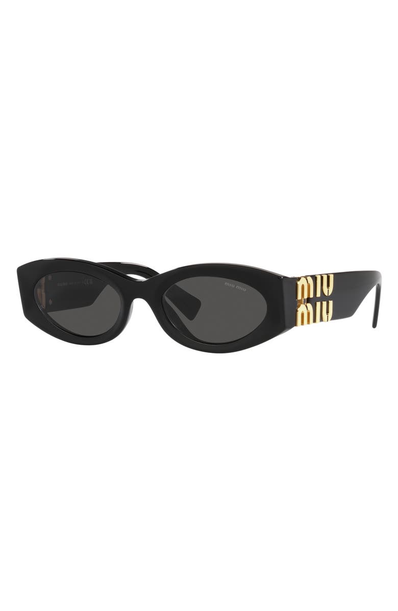 Miu Miu 54mm Rectangular Sunglasses, Alternate, color, Black