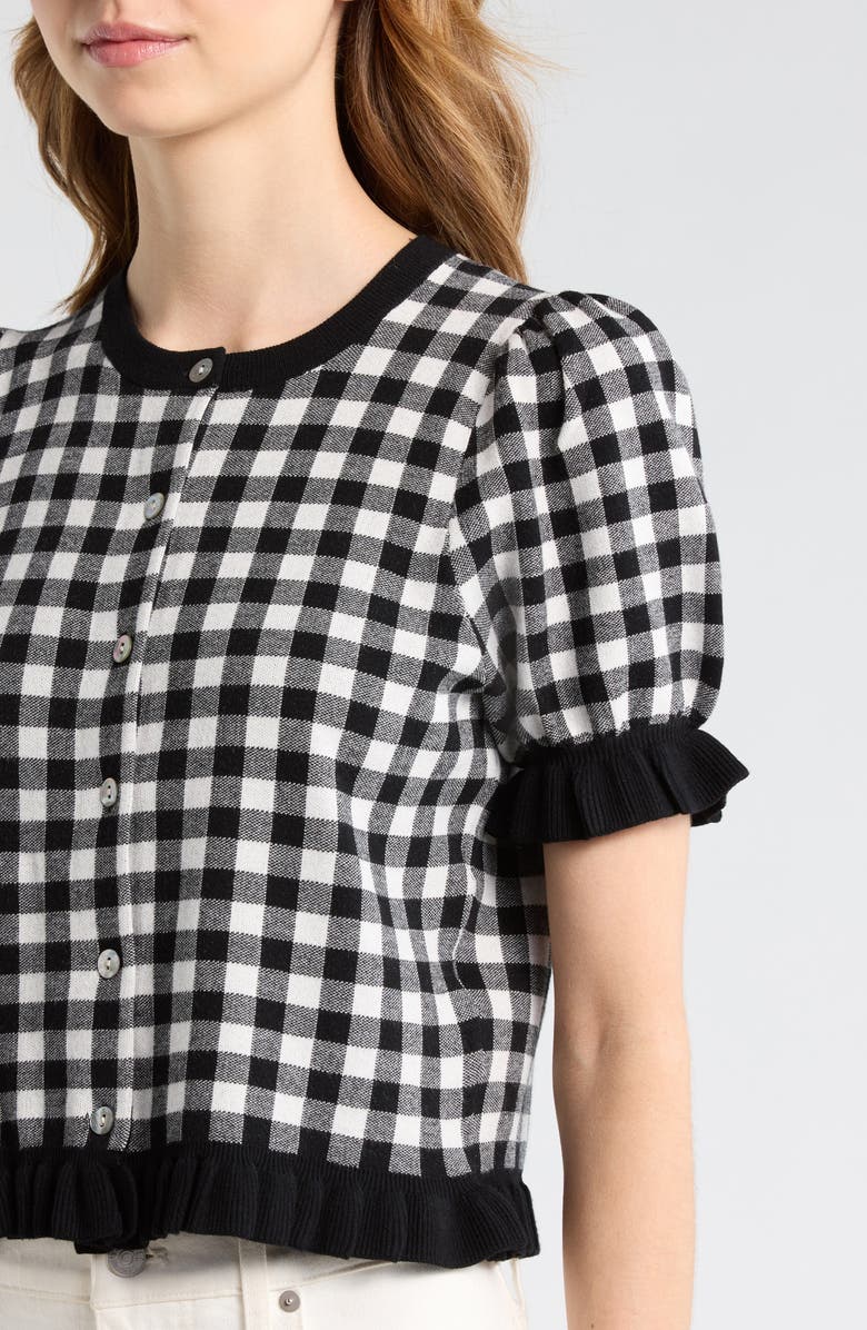Rails Lora Short Sleeve Cardigan, Alternate, color, Black White Gingham
