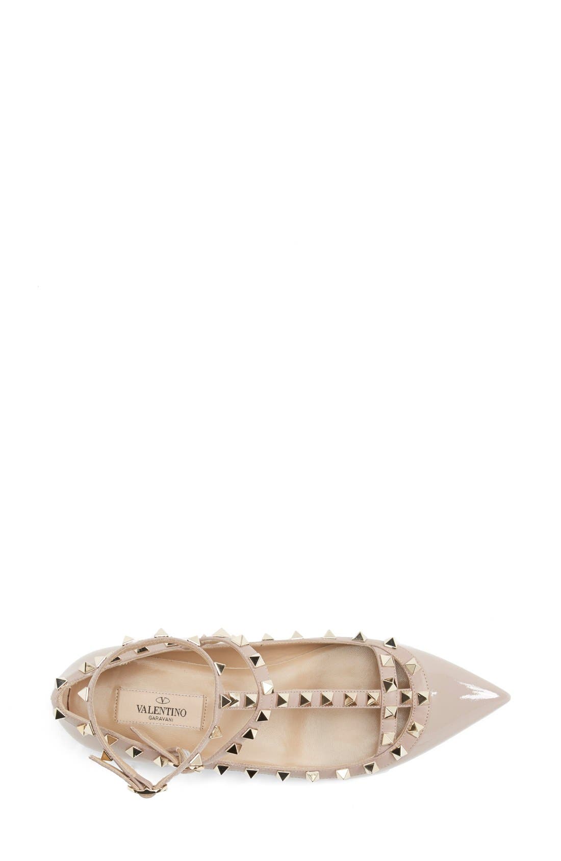 'Rockstud' T-Strap Flat, Alternate, color, BLUSHDNU