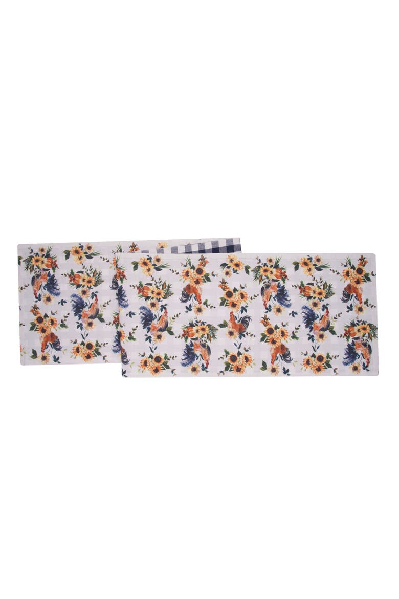 Rooster Farmhouse Reversible Graphic Print Machine Washable Table Runner 14" x 72", Main, color, Yellow