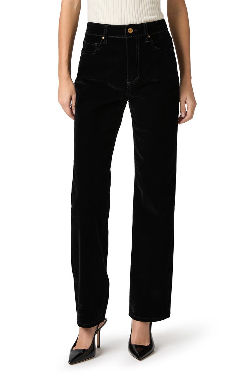 PAIGE Stevie High Waist Straight Leg Velvet Denim Jeans, Main, color, Onyx Rich Velvet