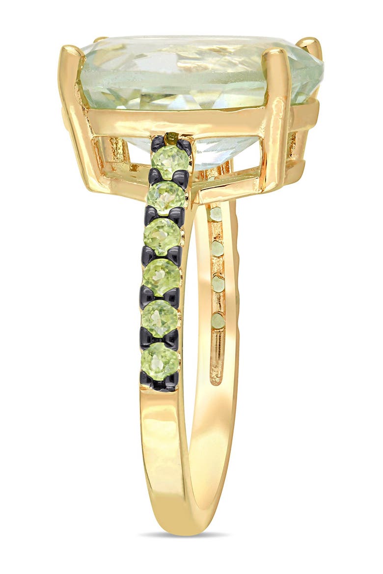 Yellow Gold Plated Sterling Silver Green Prasiolite Pavé Peridot Ring, Alternate, color, GREEN