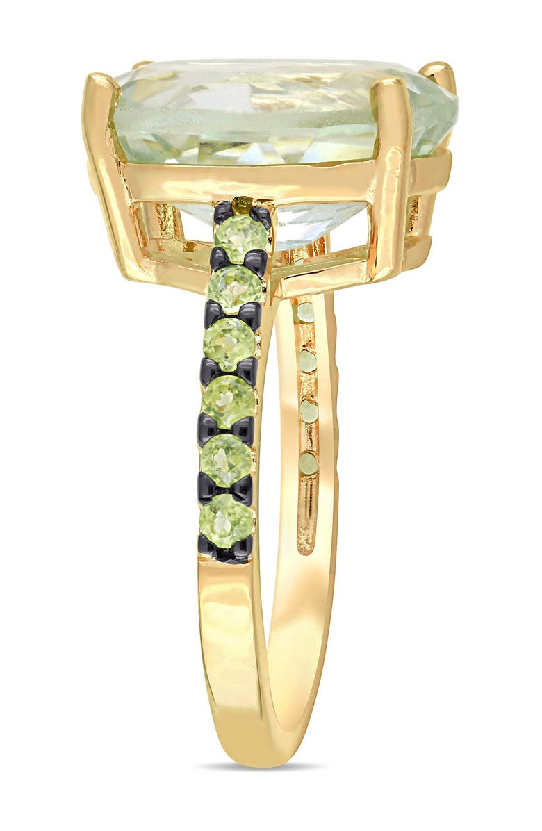 DELMAR Yellow Gold Plated Sterling Silver Green Prasiolite Pavé Peridot Ring, Alternate, color, Green