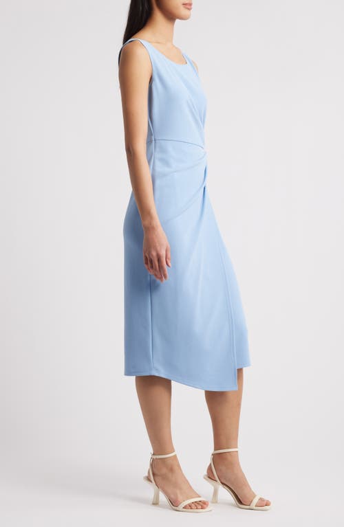 Connected Apparel Side Knot Sleeveless Sheath Midi Dress In Light Blue