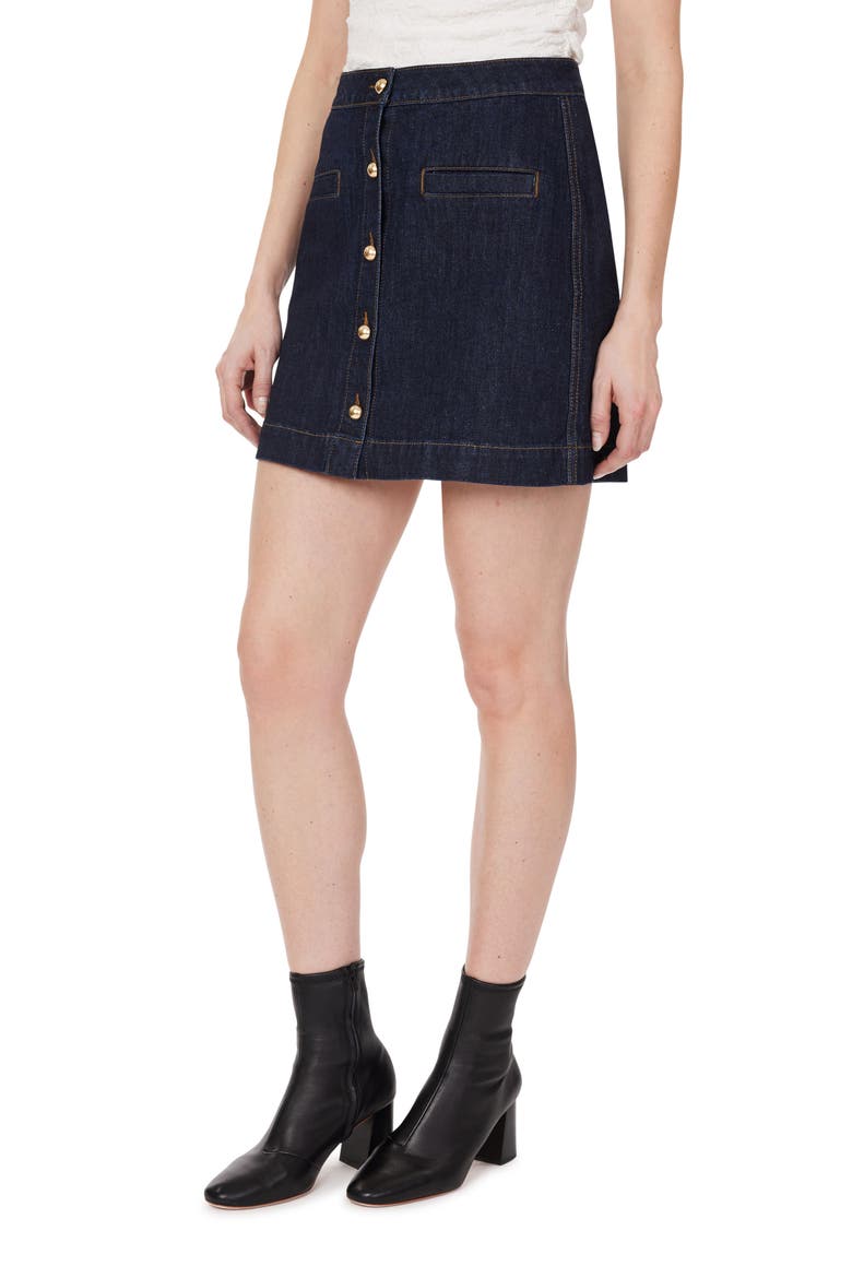 Studded Denim Miniskirt, Alternate, color, RINSE
