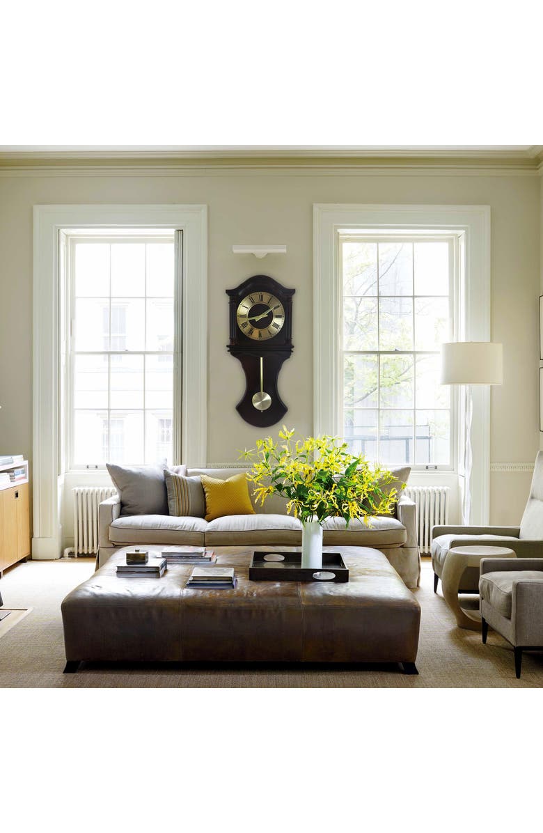 Bedford Clock Collection 27.5in Wall Clock with Pendulum Chocolate Oak Finish, Alternate, color, Chocolate