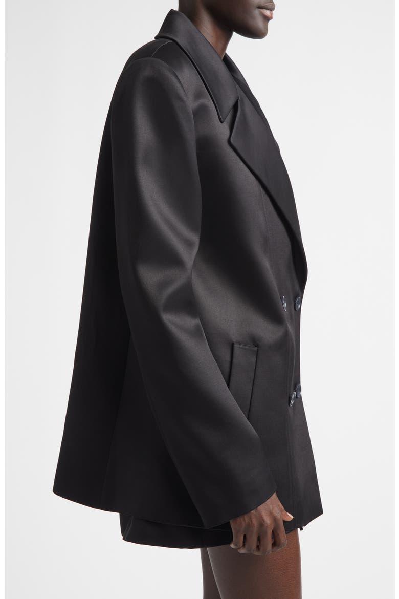 The Elliot Double Breasted Virgin Wool & Silk Evening Jacket, Alternate, color, BLACK