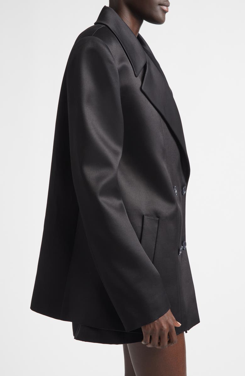 Brandon Maxwell The Elliot Double Breasted Virgin Wool & Silk Evening Jacket, Alternate, color, Black