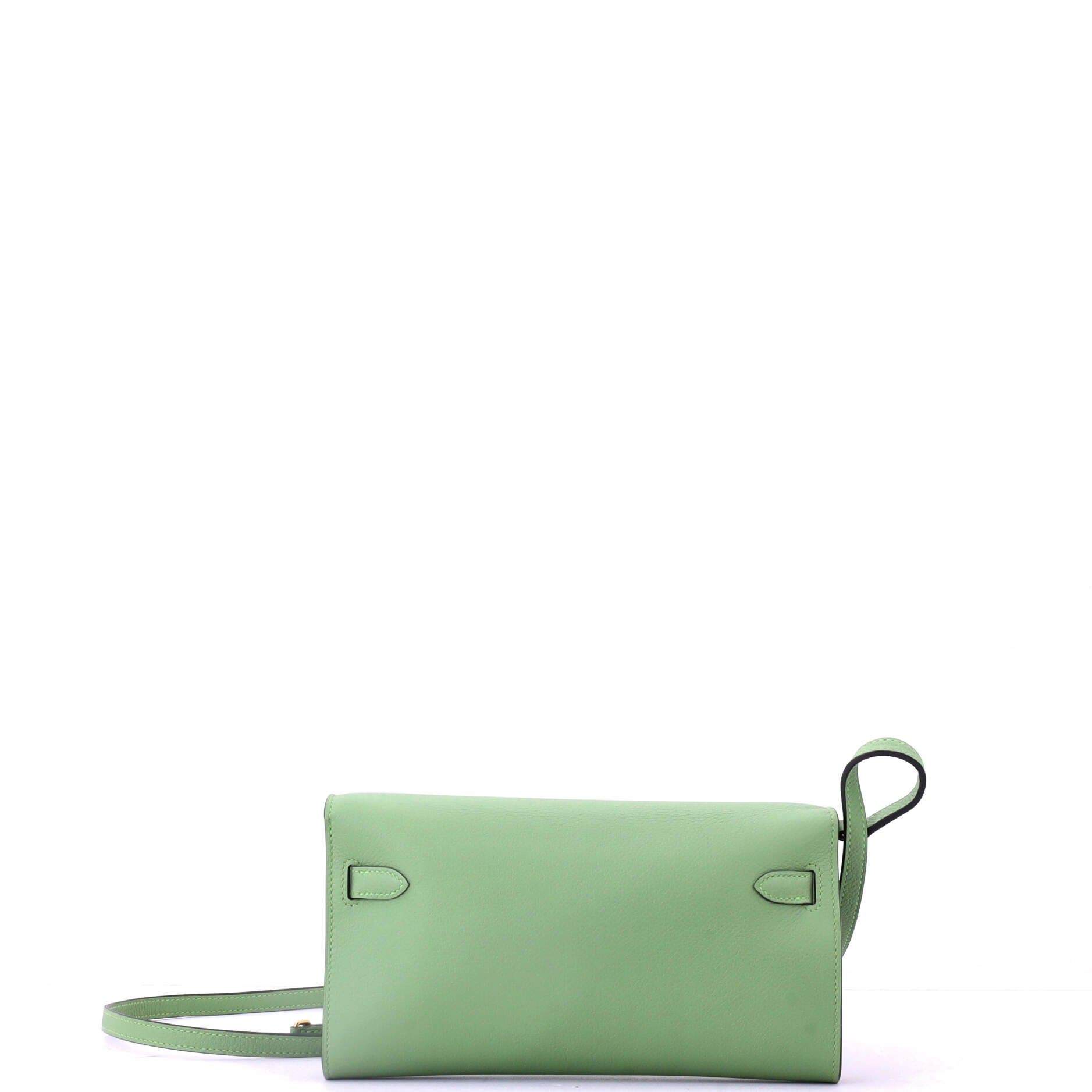 Pre-Owned Hermes Kelly To Go Wallet Evercolor, Alternate, color, Vert Criquet