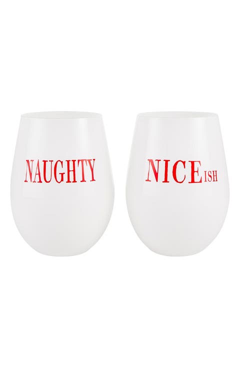 Naughty & Nice Set of 2 Wine Tumblers