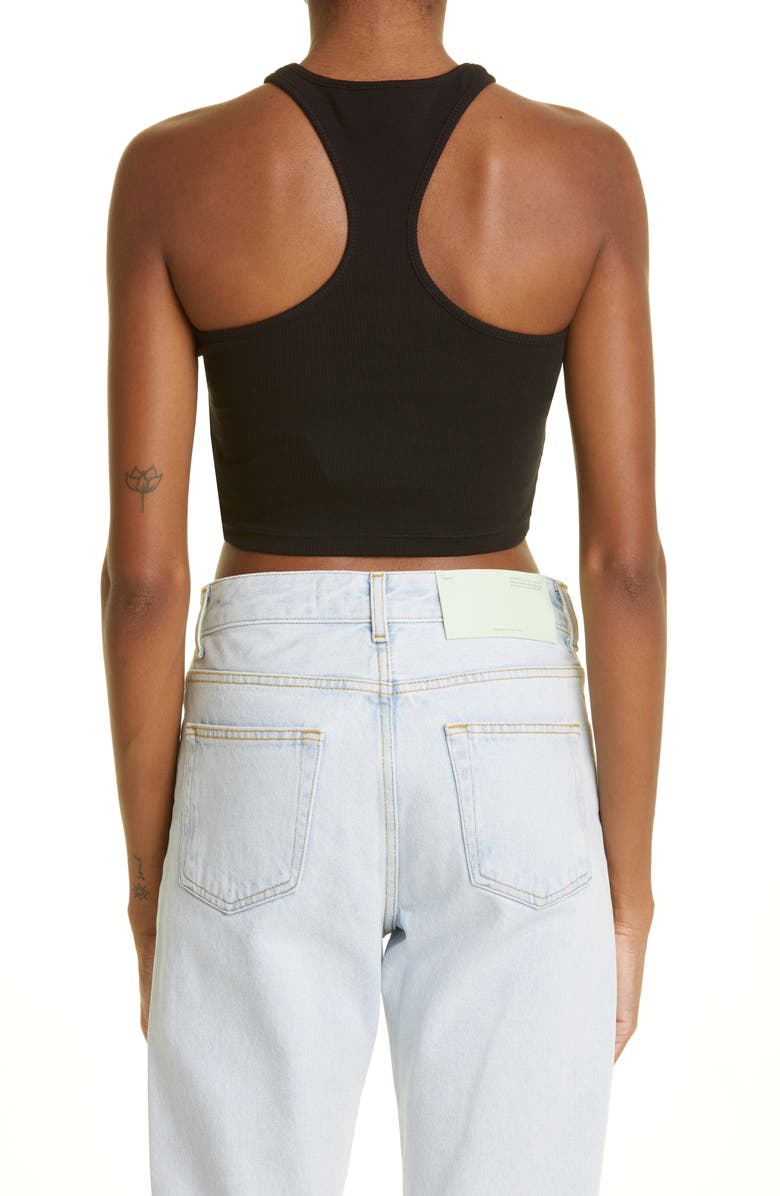 Off-White Off Stamp Crop Rib Rowing Tank, Alternate, color, Black White
