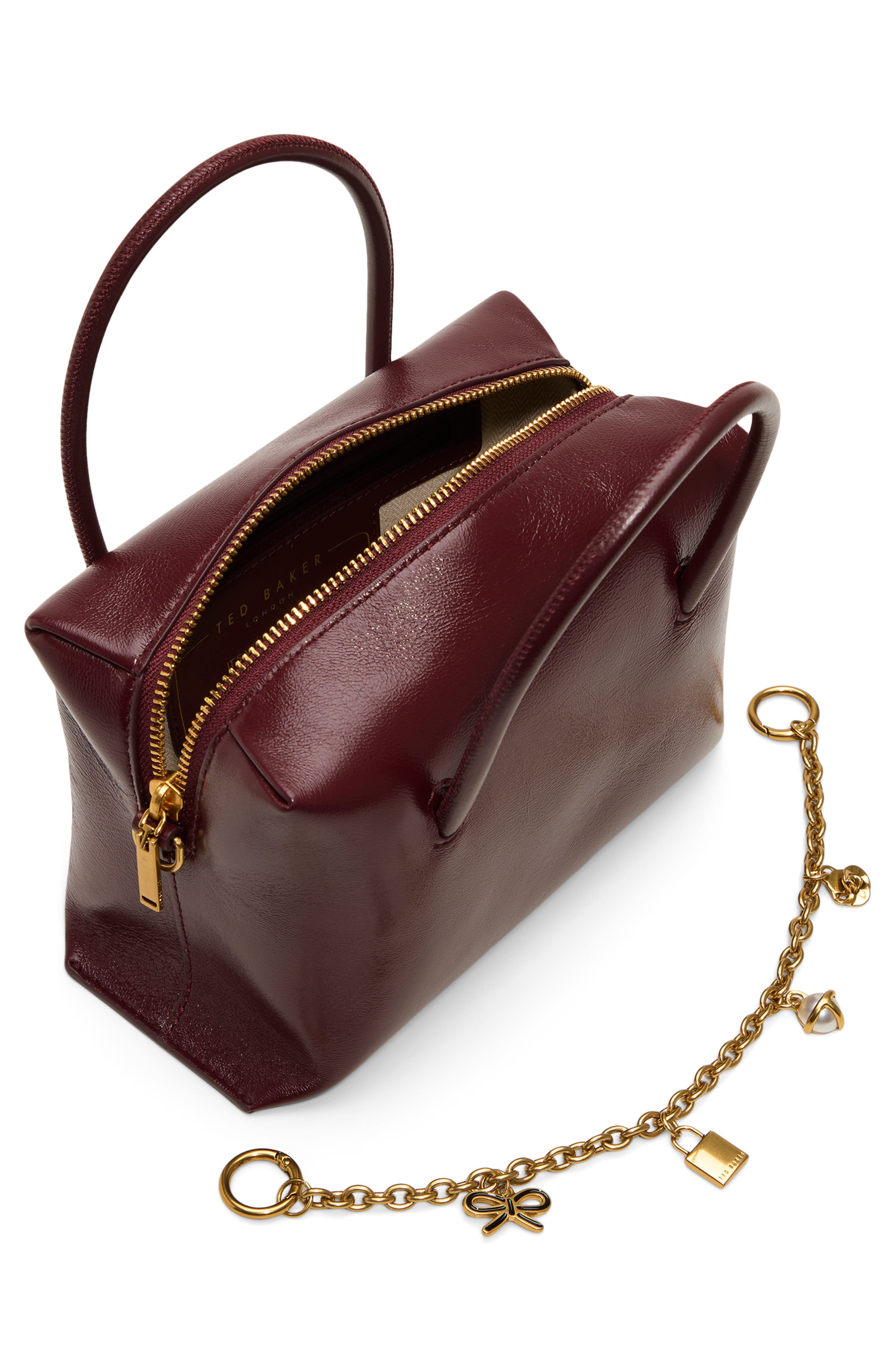 Ted Baker London Vera Charm Leather Satchel, Alternate, color, 