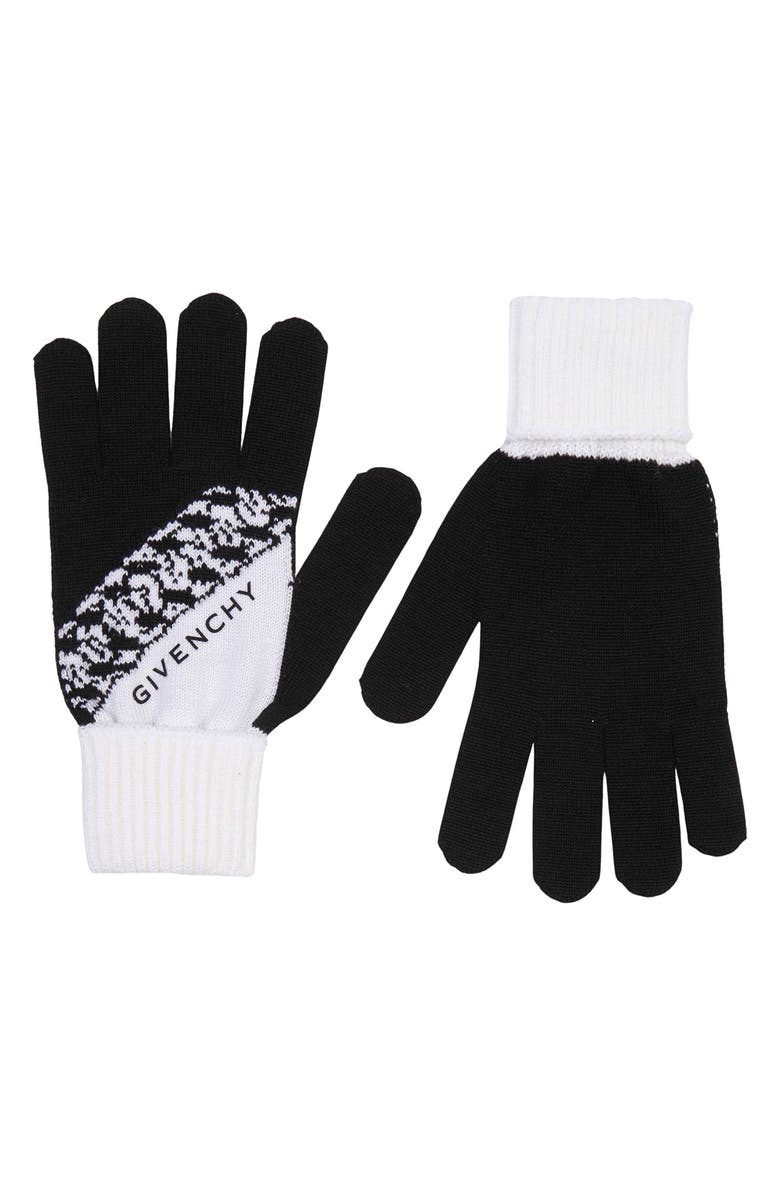 Givenchy Two-Tone Knit Gloves, Main, color,