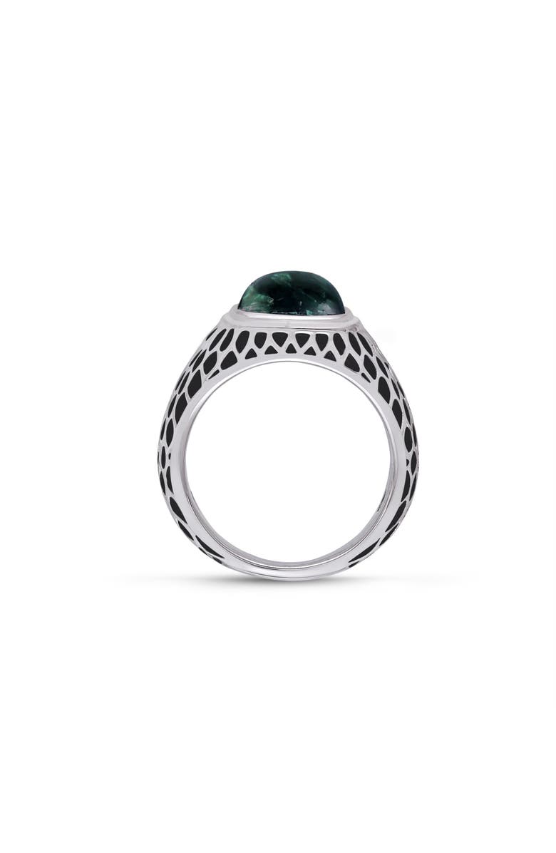 LuvMyJewelry Seraphinite Sterling Silver Men Signet Ring, Alternate, color, Green
