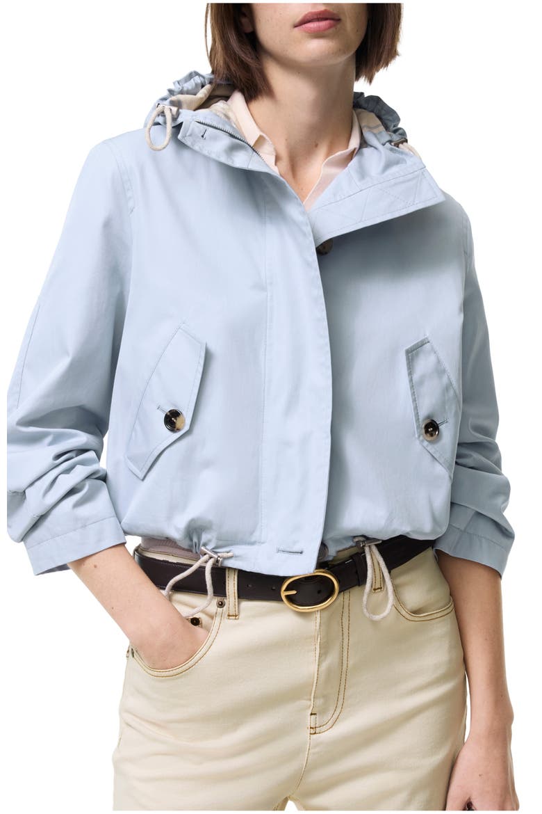 Cropped Tropical Gabardine Parka, Main, color, Sunbleached blue
