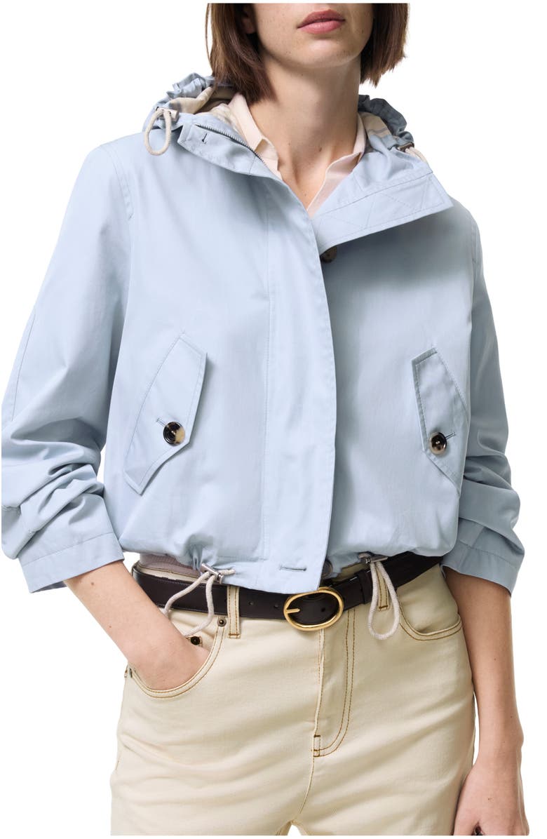 Burberry Cropped Tropical Gabardine Parka, Main, color, Sunbleached Blue