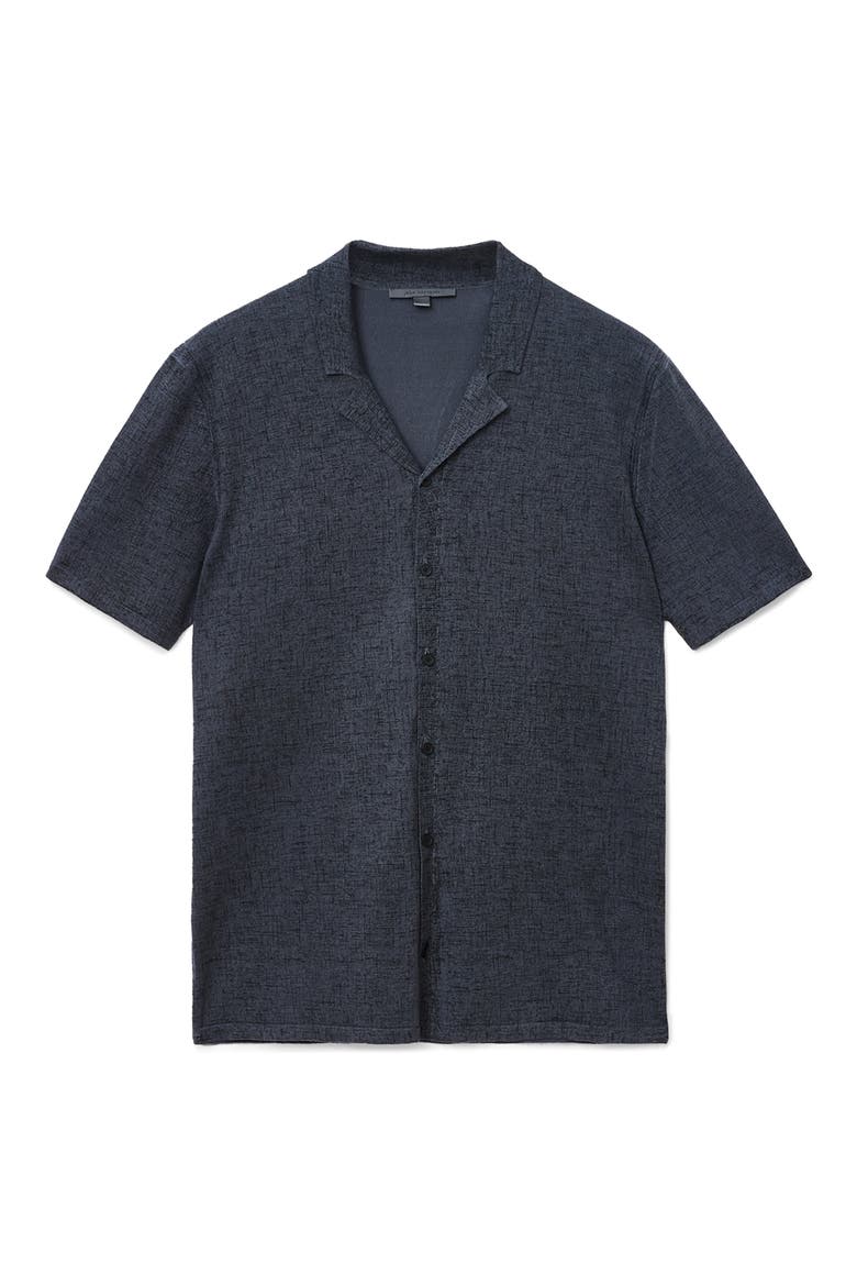 Nayeem Etching Print Organic Cotton Camp Shirt, Alternate, color, CHARCOAL HEATHER