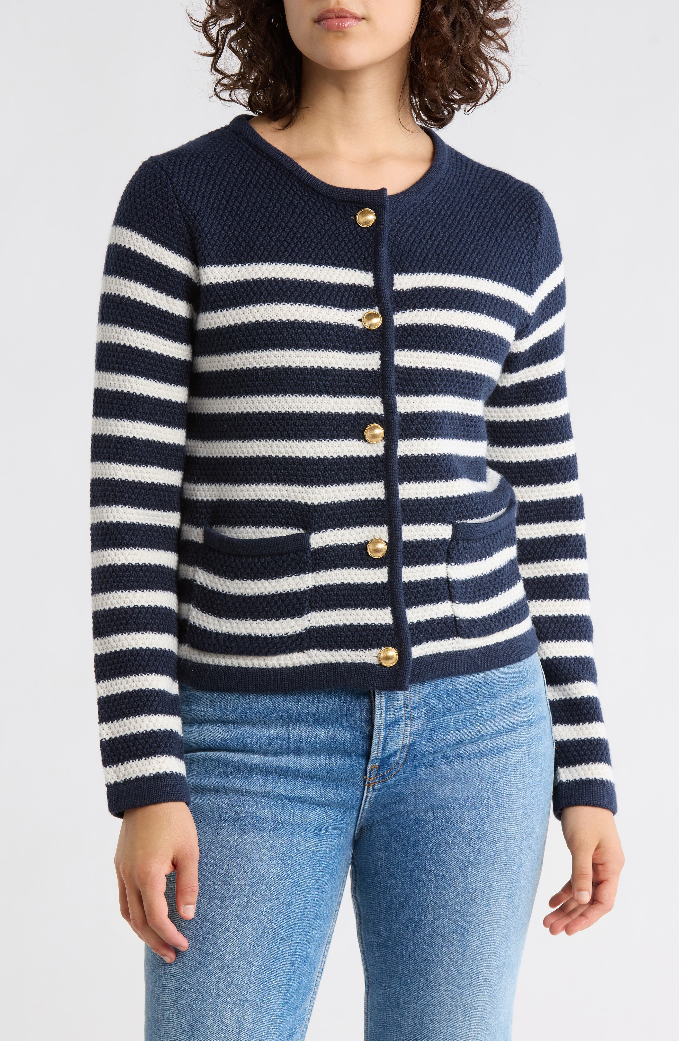 Caslon® Stripe Sweater Jacket