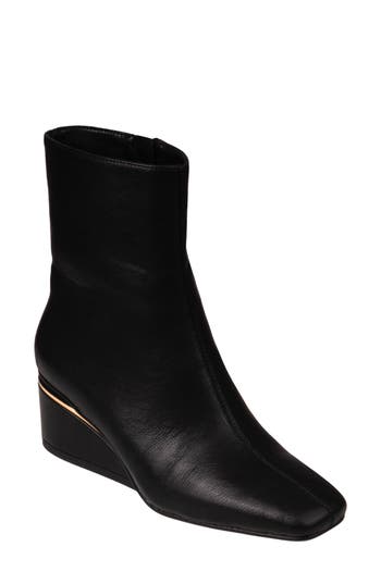Ninety Union Mona Square Toe Wedge Boot In Black