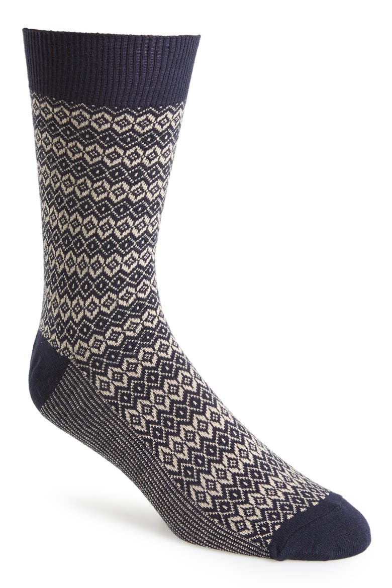 'Fair Isle' Socks, Main, color, NAVY BLUE MULTI