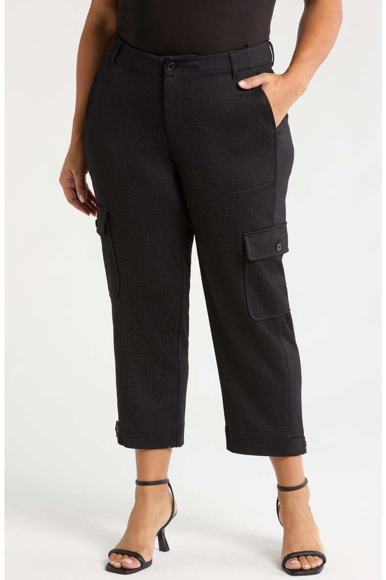 Utility Crop Cargo Pants, Main, color, BLACK CROSSHATCH