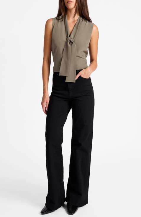 Teca Silk Sleeveless Tie Neck Blouse