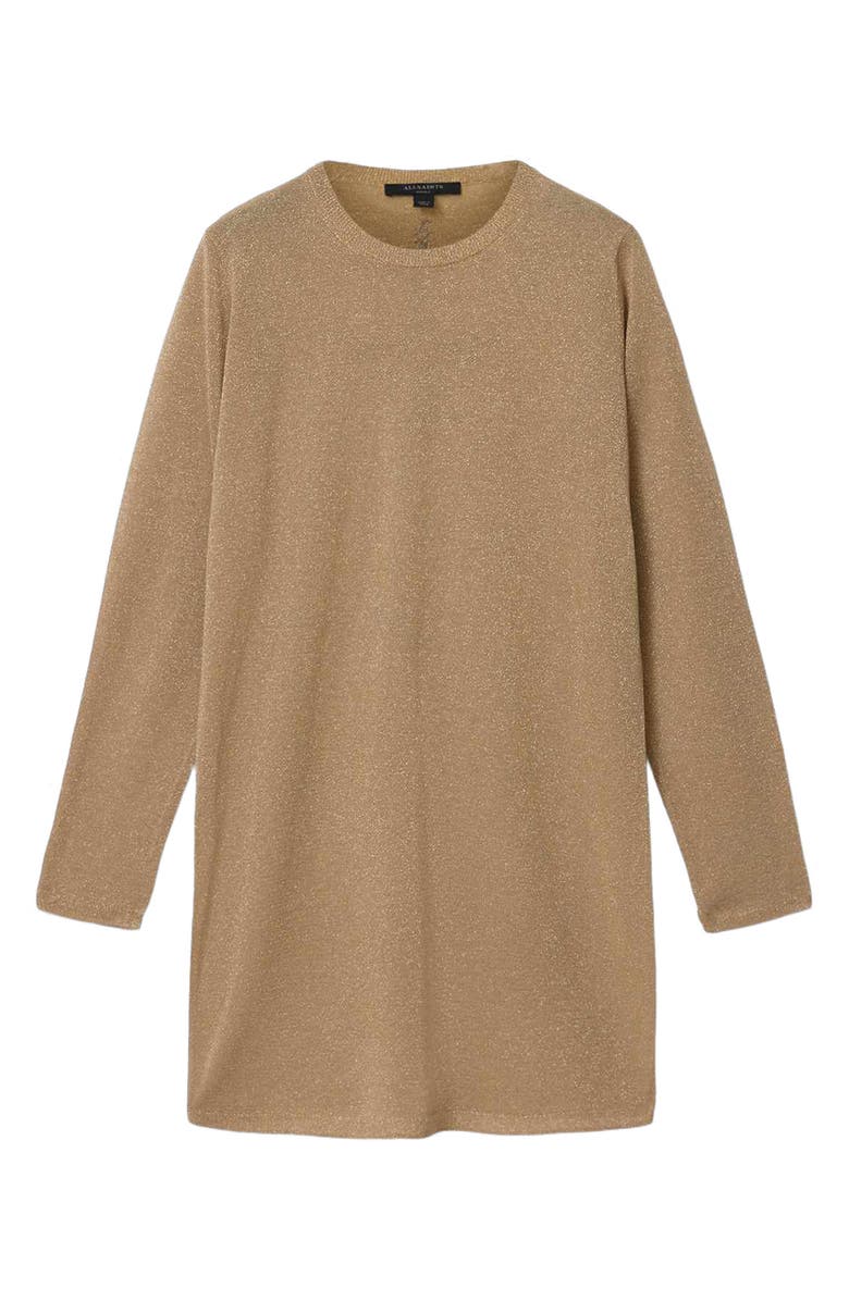 AllSaints Tilli Metallic Long Sleeve T-Shirt Dress, Alternate, color, 