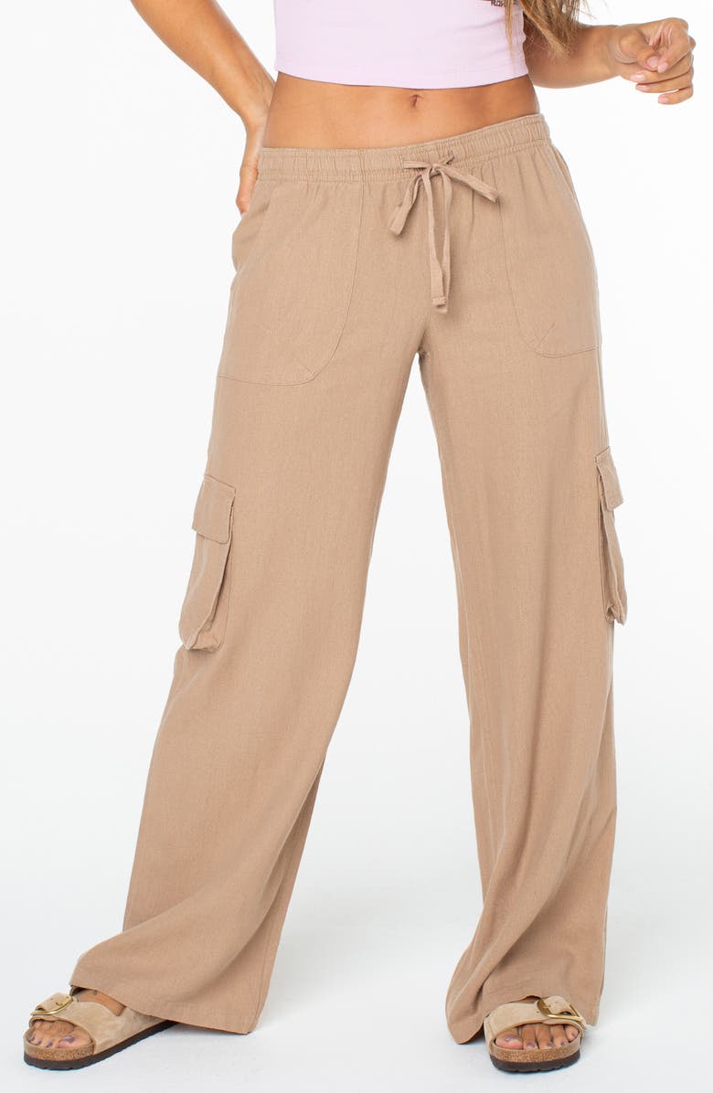 Roxy Lagoon Linen Blend Cargo Pants, Main, color, 