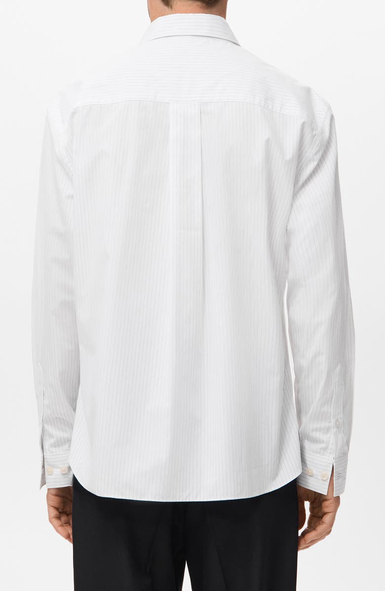 MANGO Relaxed Fit Stripe Button-Up Shirt, Alternate, color, White